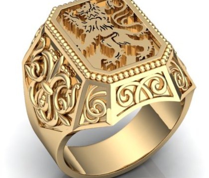 Перстень Мужской со Львом из Золота